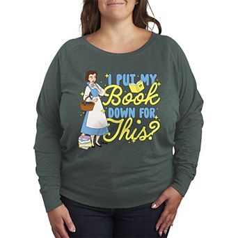 Disney's Beauty And The Beast Belle Plus Size Put My Book Down French Terry Long Sleeve Tee