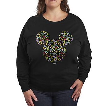Disney's Mickey Mouse Plus Size Retro Outline French Terry Long Sleeve Tee
