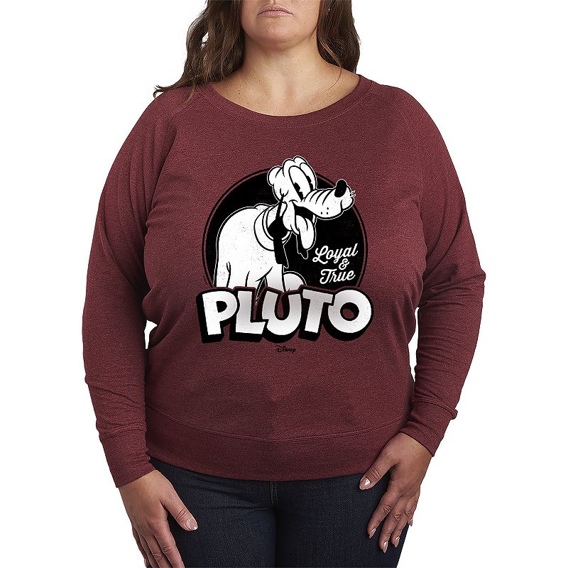Disney's Mickey Mouse Original & Unrestored Vintage Pluto Plus Size Graphic Tee, Women's, Size: 3XL, Grey Maroon