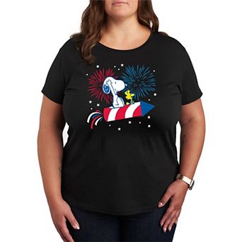 Plus Size Peanuts Snoopy & Woodstock Fireworks Graphic Tee