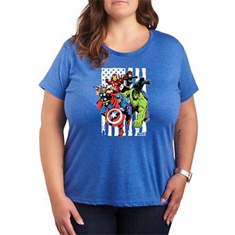 Plus Size Marvel Avengers American Flag Graphic Tee