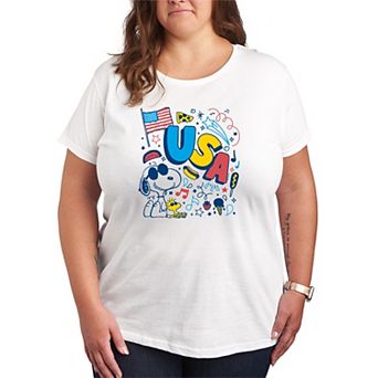 Plus Size Peanuts Snoopy USA Doodles Graphic Tee