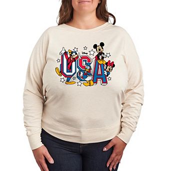 Disney's Mickey Mouse & Friends Plus Size USA French Terry Long Sleeve Tee