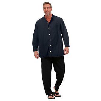 KingSize Men's Big & Tall Gauze Mandarin Collar Shirt