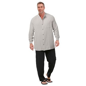 KingSize Men's Big & Tall Gauze Mandarin Collar Shirt