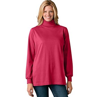 Woman Within Plus Size Petite Perfect Long-Sleeve Turtleneck Tee