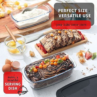 Eatex 3 PC Glass Bread Pans For Baking