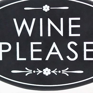 Parisloft Small Rotating Metal Tabletop Sign - Wine Please/ Coffee Please, Black