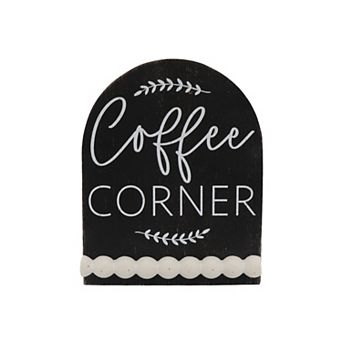 Parisloft Coffee Corner Arched Wood Tabletop Decor wood Beads, Black