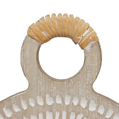 Parisloft Round Carved Wood Wall Decor, Brown, 9.8 x 13 Inches