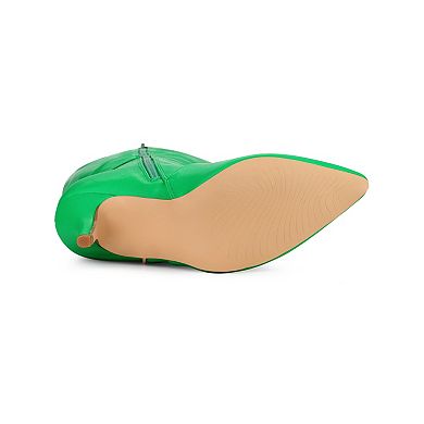 Women's Pointy Toe Buckle Stiletto Heel Knee High Boots