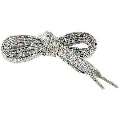 1 Pair Glitter Metallic Flat Shoelaces Colorful Sequin Sparkling Shoestring Sneakers 100cm/39.37"