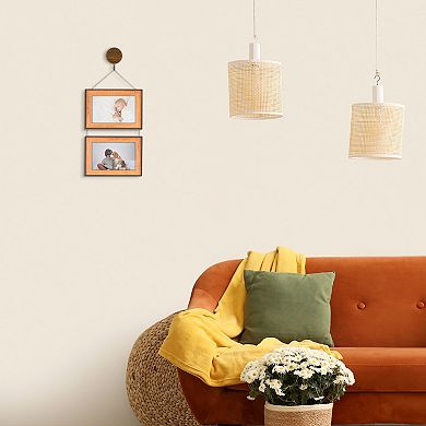 Hanging Collage Photo Frames Wall Decor, Family Picture Frame with Rope