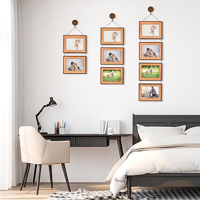 Hanging Collage Photo Frames Wall Decor, Family Picture Frame with Rope