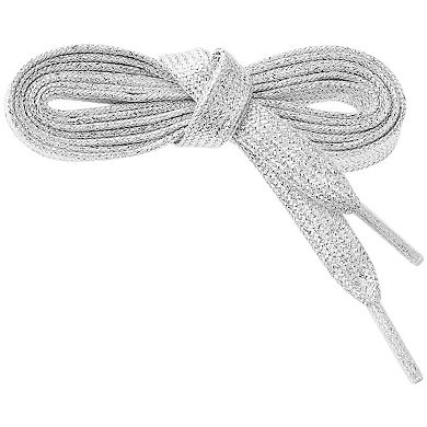 1 Pair Glitter Metallic Flat Shoelaces Colorful Sequin Sparkling Shoestring Sneakers 160cm/62.99"
