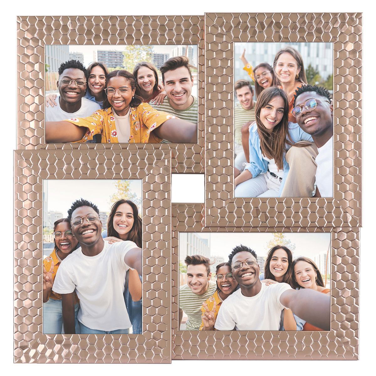 Collage Picture Frames, Family Photo Frame Set of 4 for Wall Hanging Decor 12.6" x 12.6" x 1.2" - Brown