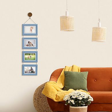 Hanging Collage Picture Frames, Photo Rustic Frame with Rope for Wall Decor