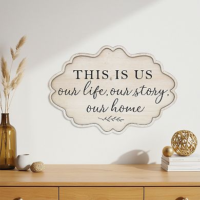Parisloft This Is Us, Our Life, Our Story, Our Home Wall Decor Sign, White, 12.1 x 17.3 Inches