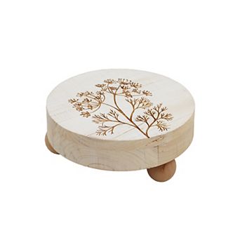 Parisloft Round Wood Display Riser for Home Decor, White, 7.7 Dia.
