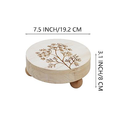 Parisloft Round Wood Display Riser for Home Decor, White, 7.7 Dia.