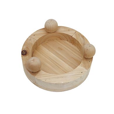 Parisloft Round Wood Display Riser for Home Decor, White, 7.7 Dia.