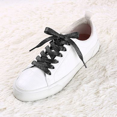 1 Pair Glitter Shiny Metallic Shimmery Flat Sneakers Shoelaces Shoe Laces Strings 50cm/19.69"