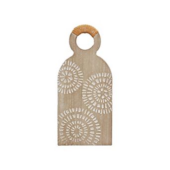 Parisloft Rustic Carved Wood Wall Decor, Brown, 7 x 15.4 Inches