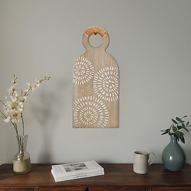 Parisloft Rustic Carved Wood Wall Decor, Brown, 7 x 15.4 Inches