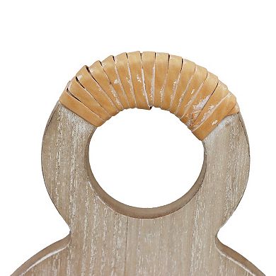 Parisloft Rustic Carved Wood Wall Decor, Brown, 7 x 15.4 Inches