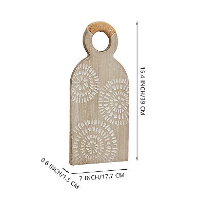 Parisloft Rustic Carved Wood Wall Decor, Brown, 7 x 15.4 Inches