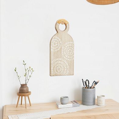 Parisloft Rustic Carved Wood Wall Decor, Brown, 7 x 15.4 Inches