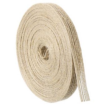 1 Roll Natural Burlap Fabric Ribbon 3/8 Inch Burlap Wired Ribbon Tan Jute Linen Rustic Ribbon Rolls