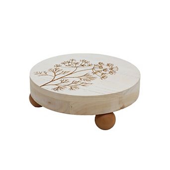 Parisloft Round Wood Display Riser for Home Decor White, 9.7 Dia.