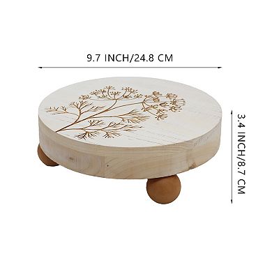 Parisloft Round Wood Display Riser for Home Decor White, 9.7 Dia.