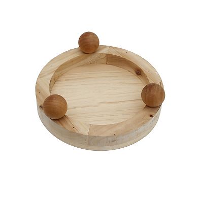 Parisloft Round Wood Display Riser for Home Decor White, 9.7 Dia.