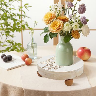 Parisloft Round Wood Display Riser for Home Decor White, 9.7 Dia.