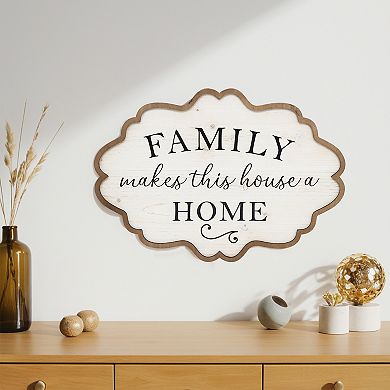 Parisloft Family Makes This Houses a Home Wall Sign, White, 12.1 x 17.3 Inches