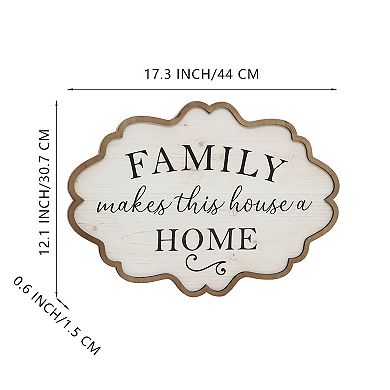 Parisloft Family Makes This Houses a Home Wall Sign, White, 12.1 x 17.3 Inches