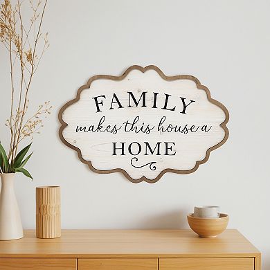 Parisloft Family Makes This Houses a Home Wall Sign, White, 12.1 x 17.3 Inches