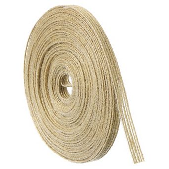 1 Roll Natural Burlap Fabric Ribbon 1/4 Inch Burlap Wired Ribbon Tan Jute Linen Rustic Ribbon Rolls