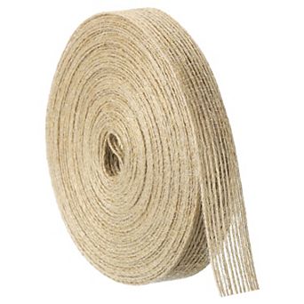 1 Roll Natural Burlap Fabric Ribbon 5/8 Inch Burlap Wired Ribbon Tan Jute Linen Rustic Ribbon Rolls