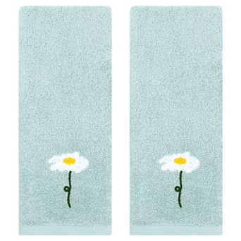 Floral Pattern Cotton Hand Towels Flower Embroidered Soft Absorbent Towel Set for Bathroom 13" x 30"