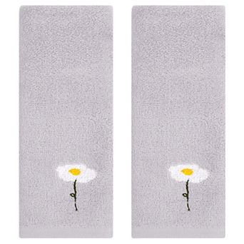 Floral Pattern Cotton Hand Towels Flower Embroidered Soft Absorbent Towel Set for Bathroom 13" x 30"
