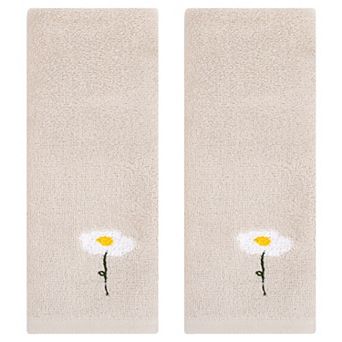 Floral Pattern Cotton Hand Towels Flower Embroidered Soft Absorbent Towel Set for Bathroom 13" x 30"
