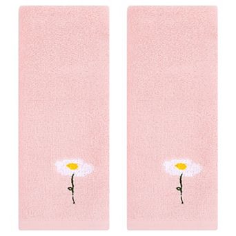 Floral Pattern Cotton Hand Towels Flower Embroidered Soft Absorbent Towel Set for Bathroom 13" x 30"