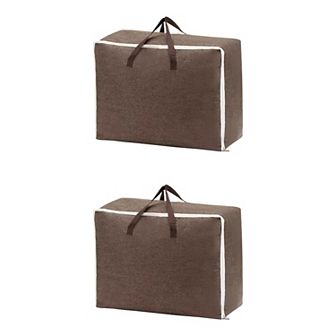 2 Pack Foldable Clothes Storage Bags with Handles for Organizing Clothing Comforter
