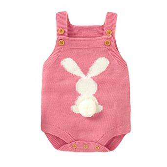 Baby Girls Pink Knit Easter Bunny Romper