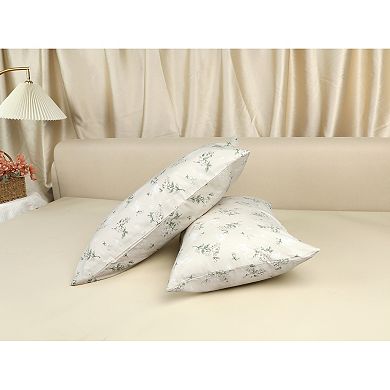 Set of 4 Pillowcase for Hair and Skin, Soft Cotton Floral Pillow Cases with Envelope Closure