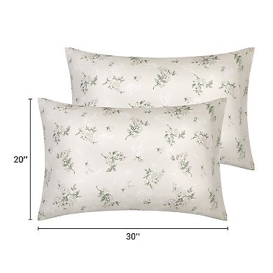 Set of 4 Pillowcase for Hair and Skin, Soft Cotton Floral Pillow Cases with Envelope Closure