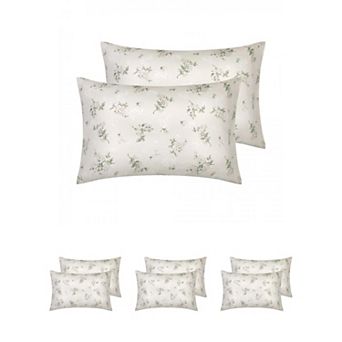 Set of 4 Pillowcase for Hair and Skin, Soft Cotton Floral Pillow Cases with Envelope Closure